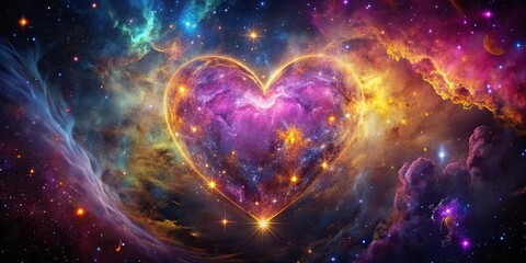 Obraz premium Cosmic Heart Nebula A Celestial Love Story in Deep Space