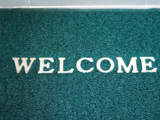 Rubber doormat green with white 