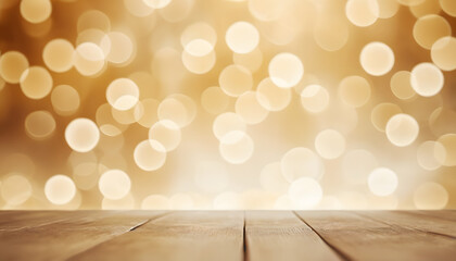 Blurred golden bokeh circles on a neutral soft wall.