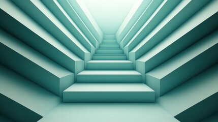 Abstract Teal Staircase Ascending to Light
