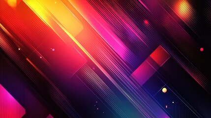 Obraz premium Abstract Neon Lines and Shapes: A vibrant digital artwork featuring dynamic intersecting lines