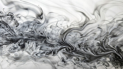 Abstract Black and White Swirling Smoke Patterns Creating a Fluid and Ethereal Background Ideal for Art, Design, and Creative Projects