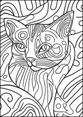 Cat Mandala Outline