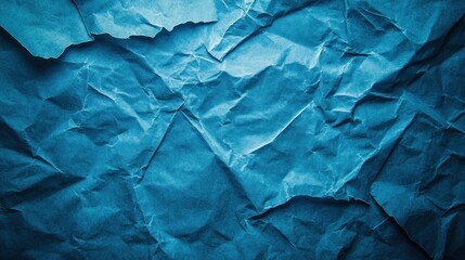 Fototapeta premium Abstract Blue Crumpled Paper Texture Background