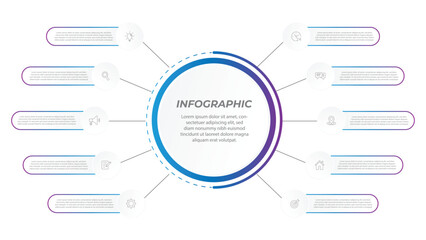 Vector infographic label design with circle infographic template design and 10 options or steps. Can be used for process diagram, presentations, workflow layout, banner, flow chart, info graph