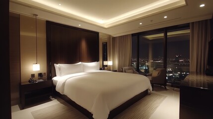 Fototapeta premium Luxury Hotel Room Night View