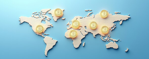 Obraz premium Global cryptocurrency action exploring bitcoin tokens across the digital landscape of finance and innovation