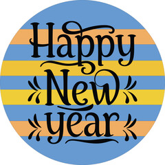 Happy new year typography vector art illustration on a retro vintage background