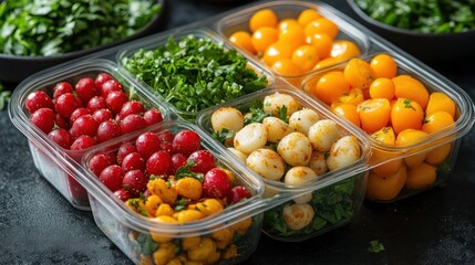 Colorful Prepped Ingredients in Plastic Containers