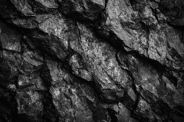 Black and White Rock Texture Rough Cracked Granite Surface Close-Up Detailed Background