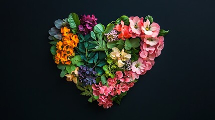A lovely heart crafted from various flower leaves that symbolize the maintenance of flowers and plants
