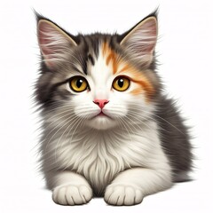 kitten is sitting with a cute look