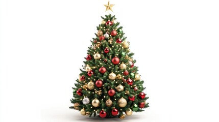 Festive Christmas Tree with Decorations and Star Topper