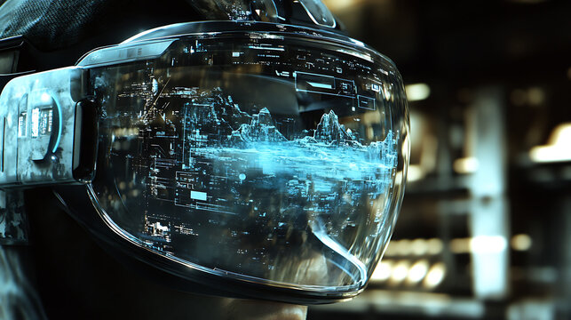  A virtual reality headset projecting a 3D holographic world (3) - Powered by Adobe