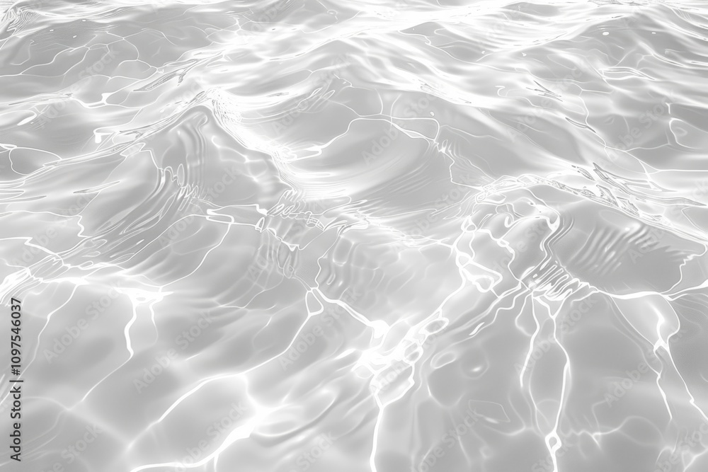 Poster white water texture background with sunlight reflection and caustics effects