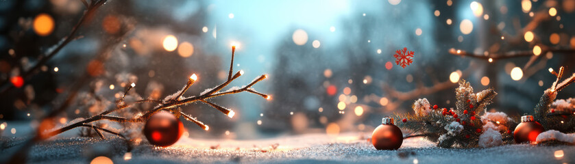 Fototapeta premium Winter wonderland scene festive nature photography snowy landscape close-up holiday spirit and joy