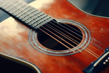 Acoustic guitar with rich, warm sound, 