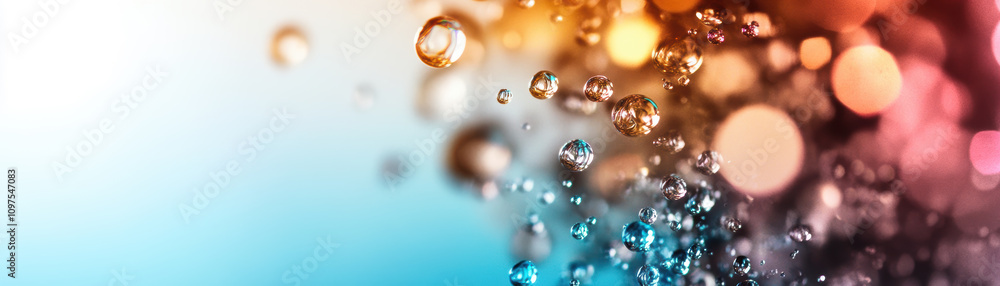 Poster dynamic water droplets abstract setting high-resolution image colorful environment close-up view art