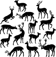 deer silhouette vector collection christmas new year