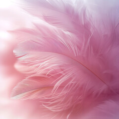 Obraz premium Soft Pink Feathers on a Blurred Background Creating a Dreamy and Ethereal Atmosphere Perfect for Invoking Gentle and Delicate Feelings in Visual Art