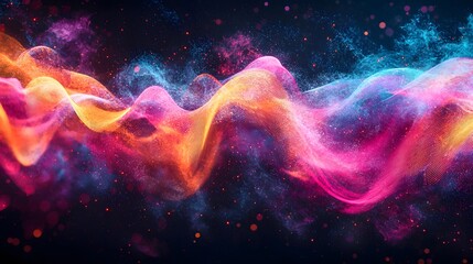 Obraz premium Dynamic Abstract Waves of Colorful Light Digital Art Vibrant Environment Modern Design Perspective Visual Energy Concept