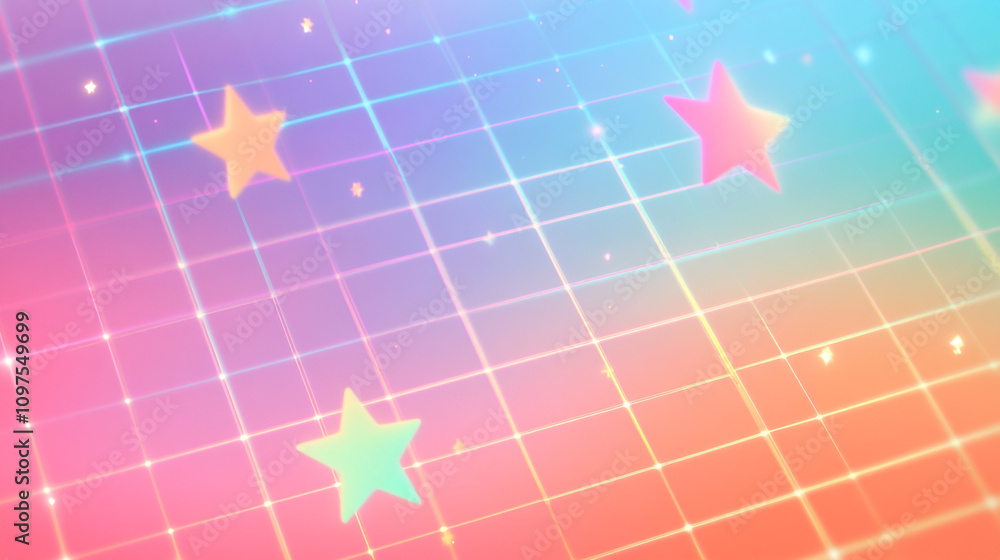 Poster colorful star patterns create a vibrant background with a playful mood for digital art