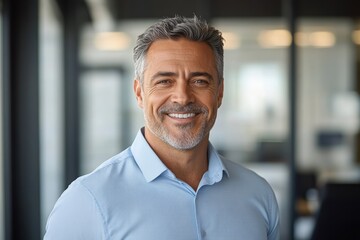 Obraz premium Smiling Middle Aged Business Man in Office Portrait Confident Mature Executive Looking Professional