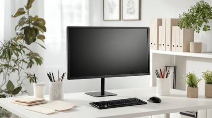 Business background featuring a modern computer desktop.
