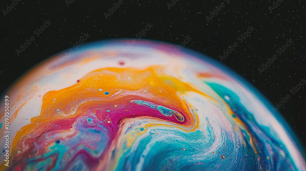 Poster colorful swirling patterns create a mesmerizing view of a cosmic scene