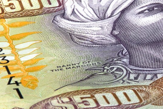 Close-Up of Jamaican $500 Banknote Featuring Nanny of the Maroons