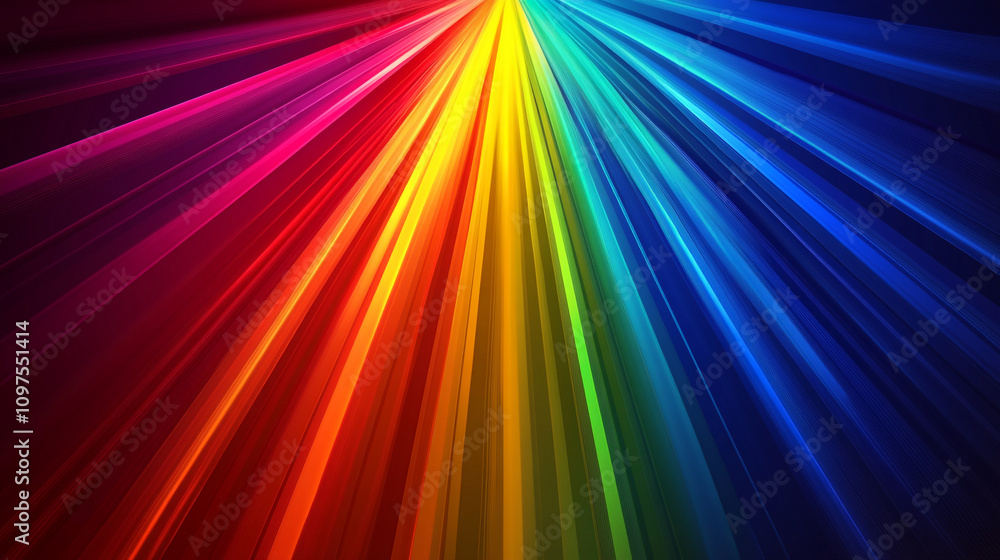 Poster vibrant rainbow rays create dynamic visual display in abstract artwork