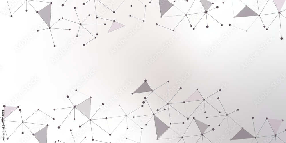 Poster Abstract geometric background with connecting dots and lines with low poly triangle shapes. Polygonal Mesh Background Vector design digital technology concept Global network connection data structure.