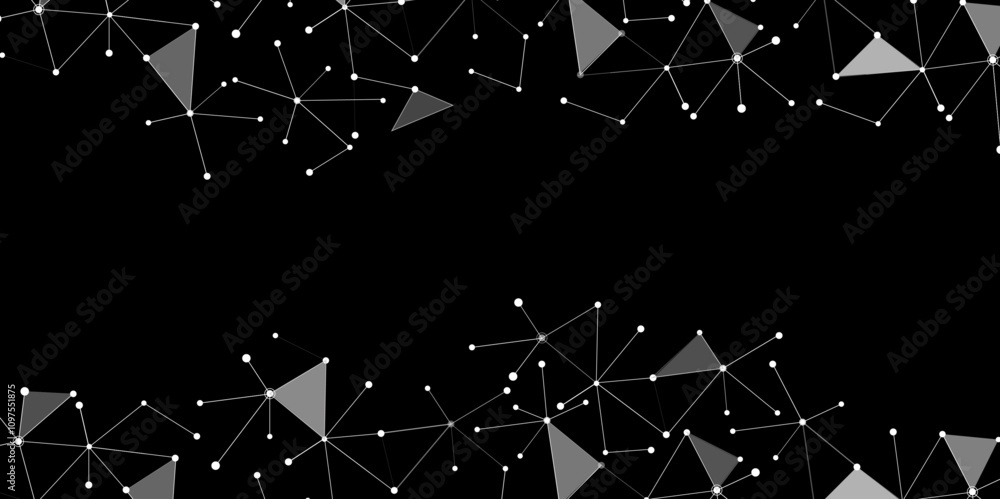 Aufkleber Network abstract connection polygon isolated on black background. Geometric vector dots and lines chaos abstract data concept. abstract Line background , network technology and futuristic style. 