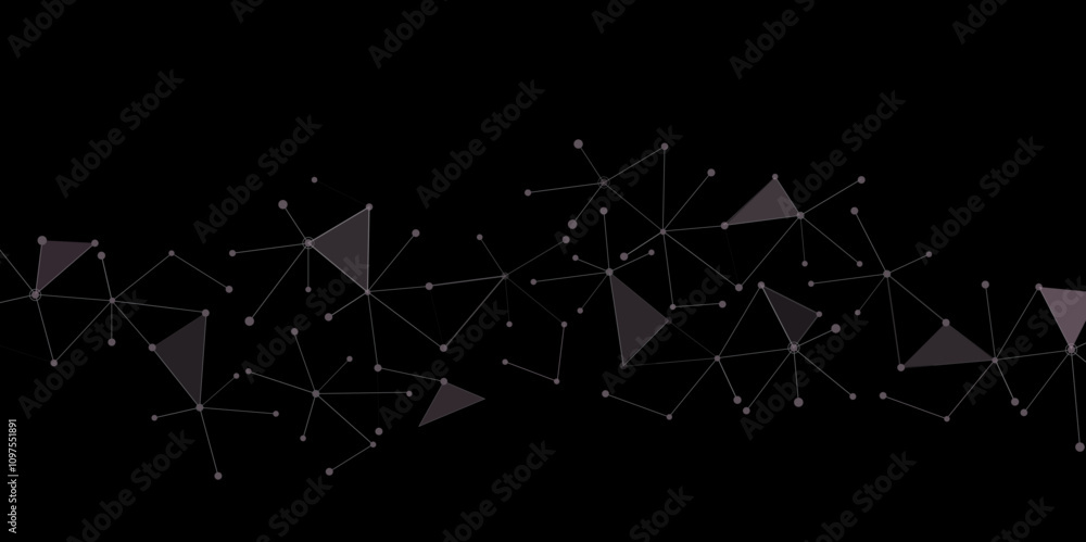 Poster Network abstract connection polygon isolated on black background. Geometric vector dots and lines chaos abstract data concept. abstract Line background , network technology and futuristic style. 