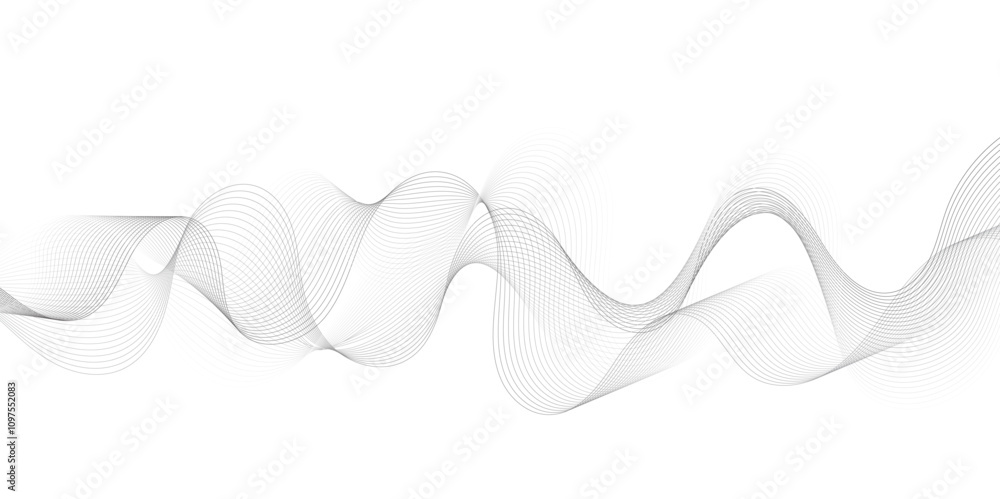 Leinwandbilder Abstract grey, white smooth element swoosh speed wave modern stream background. Wave with lines created using blend tool. Abstract frequency sound wave lines and twisted curve lines background.	