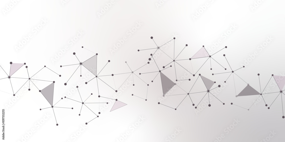 Poster Abstract geometric background with connecting dots and lines with low poly triangle shapes. Polygonal Mesh Background Vector design digital technology concept Global network connection data structure.