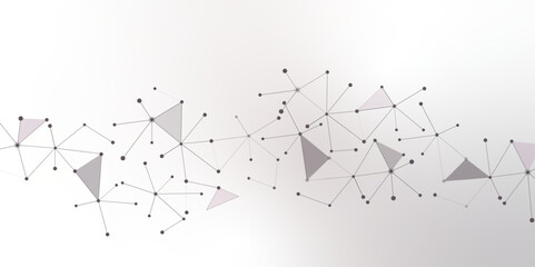 Abstract geometric background with connecting dots and lines with low poly triangle shapes. Polygonal Mesh Background Vector design digital technology concept Global network connection data structure.