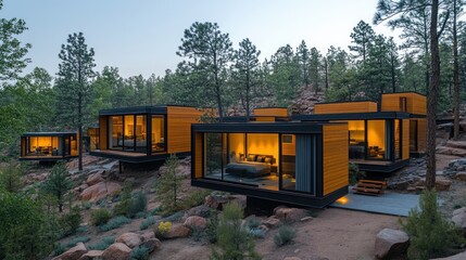Luxury Cabins Nestled in a Secluded Mountainside Forest