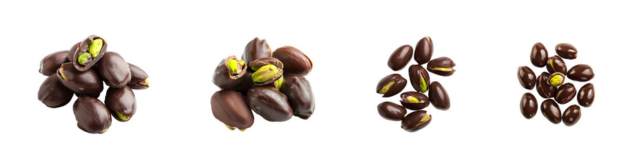 Obraz premium Pistachios Covered in Chocolate PNG Collection Isolated on Transparent Background