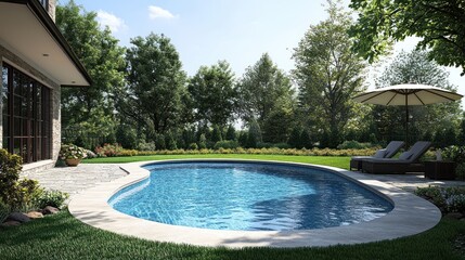 Luxury Backyard Oasis: Swimming Pool, Landscaping, and Relaxation