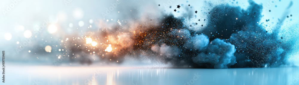 Poster explosive action scene digital art abstract environment dynamic viewpoint conceptual impact on techn