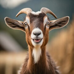 close up of a happy goat