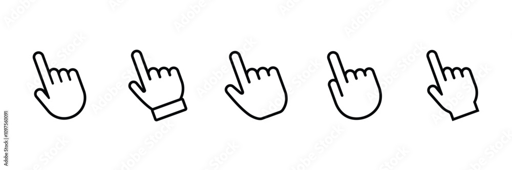 Poster pointer cursor сomputer mouse icon. clicking cursor, pointing hand clicks icons. hand click cursor