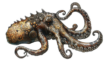 Obraz premium Epic kraken clipart sea monster underwater digital art transparent background fantasy concept