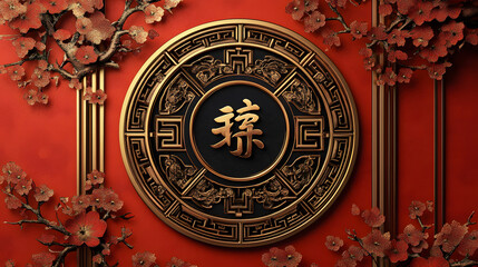 Feng Shui Symbol Frame Chinese New Year background