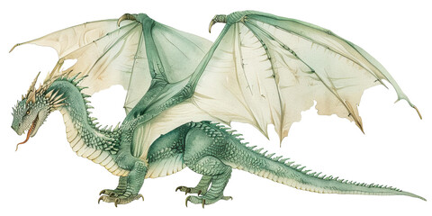 Fototapeta premium Two-legged wyvern clipart transparent background fantasy art digital design creative concept