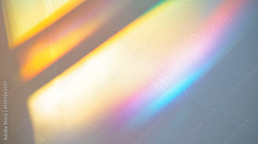 Aufkleber reflections of colorful light creating a vibrant display on a textured wall in daylight