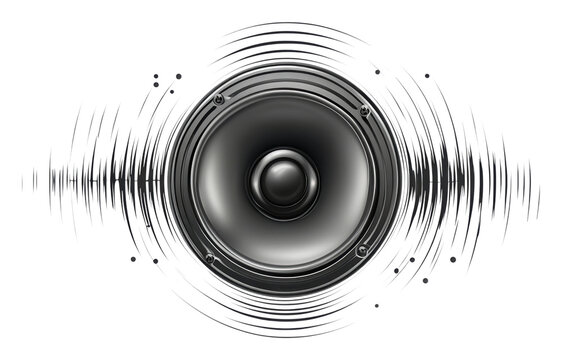Vector design of a speaker with sound waves radiating outward isolated on transparent background