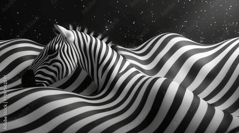 Poster abstract wavy lines seamless pattern vector, black and white zebra print background, organic line ar