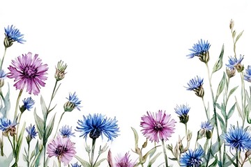 A watercolor illustration of colorful flowers, creating a decorative border.
